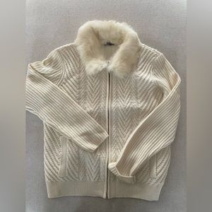 J. McLaughlin Sweater Size L with Fur Trim
